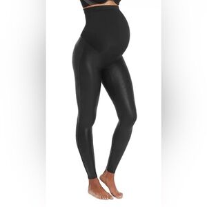 Spanx Mama Maternity Faux Leather High Waisted Leggings Size Small Black NWT